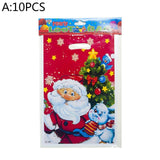 10pcs Merry Christmas Gift Bags Santa Claus Christmas