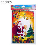 10pcs Merry Christmas Gift Bags Santa Claus Christmas