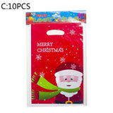 10pcs Merry Christmas Gift Bags Santa Claus Christmas