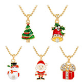 Christmas Necklace Santa Claus Snowman Bell Gift